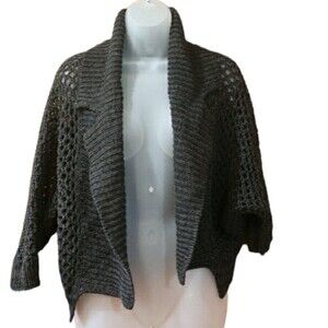 Theory Black Doleman Chunky Knit Open Cardigan Sweater Small Oversized